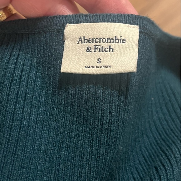 Abercrombie & Fitch dark green ribbed long sleeve corset bodysuit bodycon - Picture 9 of 11